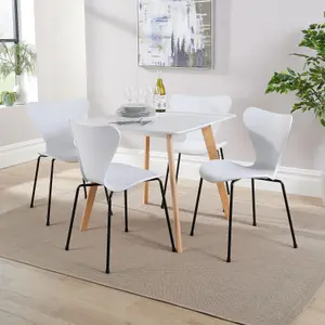 Home Source Trinity Table and 4 White Penny Chairs