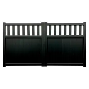 Aluminium Double Swing Driveway Gate 4000X1000mm Black