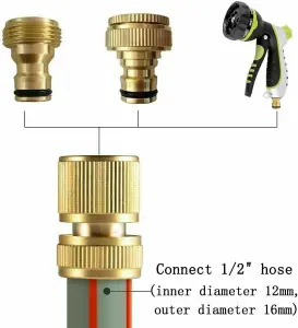 Tap Adaptor Connector Brass  Garden Water Fit Hose Pipe Tap Female Male 1/2" Quick Connector