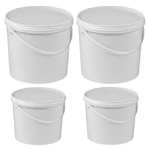 10 x Strong Heavy Duty 5L White Multi-Purpose Plastic Storage Buckets With Lid & Handle