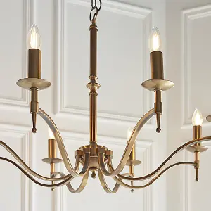 Luminosa Stanford 8 Light Chandelier Antique Brass Finish, E14