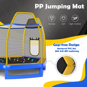 Costway 7FT Kids Trampoline Toddler Fitness Jumper Safety Enclosure Ladder With Slide