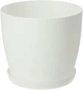 Plant Pots Flower Planter 6 Colours 8 sizes Matt Plastic Pot + Saucer Tray Deco White 12cm