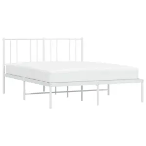 Berkfield Metal Bed Frame with Headboard White 120x200 cm