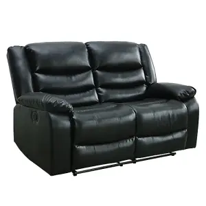 Sorreno 3+2+1 Bonded Leather Recliner Sofa Set In Black