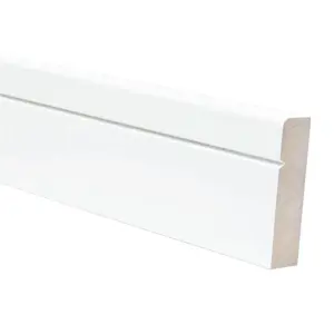 PACK OF 15 (Total 15 Units) - 18mm x 119mm White Primed MDF Rounded One Edge V Groove Skirting Board - 4400mm Length