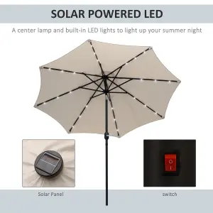 Outsunny Outdoor Garden Solar Power 24 LED light Parasol Sun Umbrella Crank Tilt