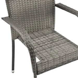 Berkfield Stackable Outdoor Chairs 4 pcs Grey Poly Rattan