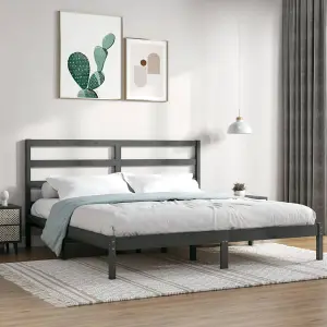 Berkfield Bed Frame Grey Solid Wood Pine 200x200 cm