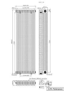 Right Radiators 1800x560 mm Vertical Traditional 4 Column Cast Iron Style Radiator Raw Metal