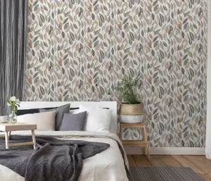 Erismann Foliage Leaf Natural Vinyl Wallpaper