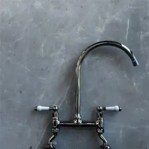 Liquida W23CH Traditional Two Hole Bridge Lever Chrome Kitchen Mixer Tap