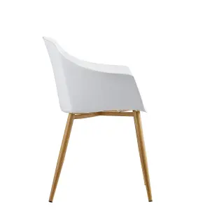 Set of 2 Eden Dining Chairs with Leather Cushions Dining Armchair White