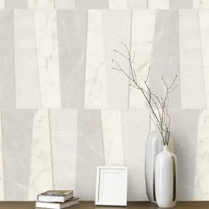 Belgravia Tremezzo Grey Abstract Tile Metallic Geometric Wallpaper 5632