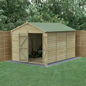 Forest Garden Beckwood 12x8 ft Apex Natural timber Wooden 2 door Shed with floor (Base included)