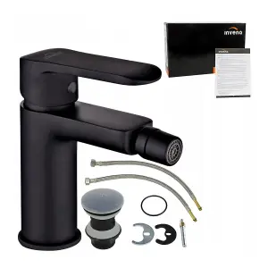 Invena Bathroom Bidet Standing Faucet Mixer Single Lever Tap Black Powder Coated Brass