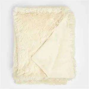 Sienna Fluffy Fleece Throw - Cream