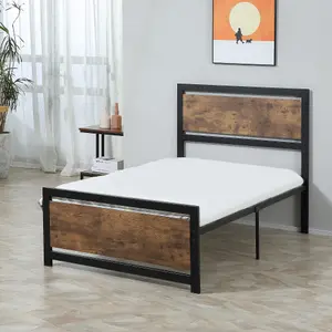 HOMCOM Single Size Metal Bed Frame w/ Headboard & Footboard, 97x195x103cm