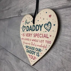 Red Ocean Daddy Gifts From Daughter Wooden Heart Fathers Day Gift From Son Dad Birthday Gift Keepsake