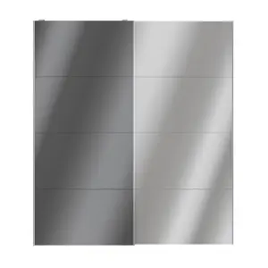 Atomia Panelled Mirrored Anthracite High gloss 2 door Sliding Wardrobe Door kit (H)2250mm (W)2000mm