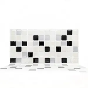 Walplus Classic Black and White Mosaic 3D Tile Stickers Multipack 24Pcs