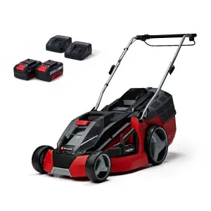 Einhell 43cm Cordless Lawnmower 36V Rotary With 2x 4.0Ah Batteries And Chargers BRUSHLESS Power X-Change - GE-CM 43 Li M Kit