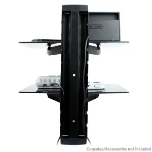 Tempered Black Glass Floating Shelf 2 Tier - M&W