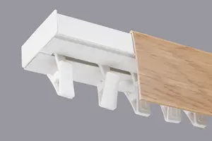 Single Curtain Ceiling Rail Track PCV 300 cm (L) CLIPS + LIGHT OAK COVER