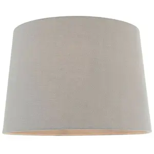 14" Tapered Round Drum Lamp Shade Charcoal Grey 100% Linen Modern Simple Cover