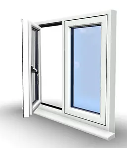 1145mm (W) x 1245mm (H) PVCu StormProof Casement Window - 1 LEFT Opening Window -  Toughened Safety Glass - White