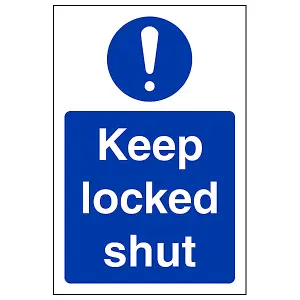 Keep Locked Shut Door Building Safety Sign - Rigid Plastic - 150x200mm (x3)