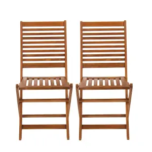 Charles Bentley FSC Acacia Wood Pair of Outdoor Foldable Chairs