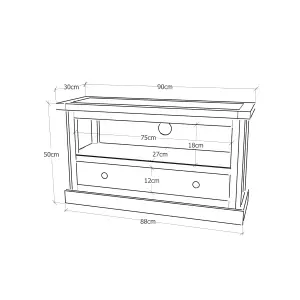 Loreo Light Grey 1 Drawer TV Cabinet Brass Cup Handle