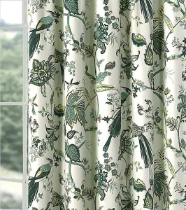 Home Curtains Kensington Fully Lined Botanical 45w x 72d" (114x183cm) Green Pencil Pleat Curtains (PAIR)