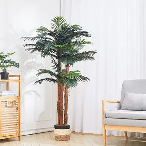 Garden Decoration Artificial Palm Tree Green in Black Pot H 180 cm