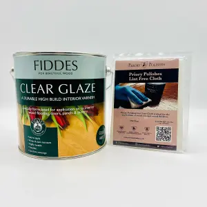 Fiddes Clear Glaze, Clear Matt 2.5L & Priory Polishes Free Cloth