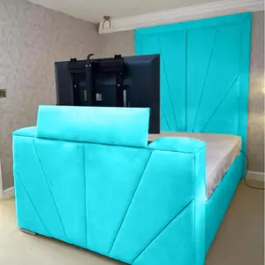 Rosie Plush Velvet Teal TV Bed Frame