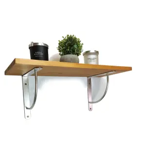 Solid Pine Rustical Shelf Light Oak with LUK02 Bracket 25x110cm