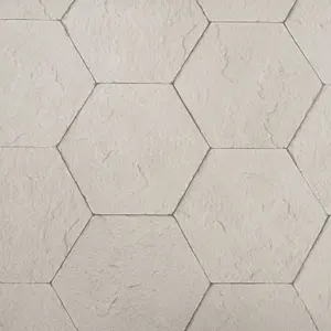 Rasch Grey Brown Wallpaper Mix Taupe Hexagon Brick Tile Wall Effect Textured