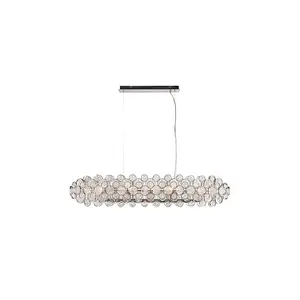 Luminosa Marella Pendant Bright Nickel Plate & Clear Glass 8 Light Dimmable IP20 - E14