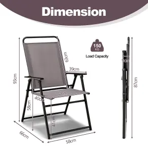 Costway Outdoor Folding Chairs Set of 2 Lightweight High Back Chairs w/ Armrests