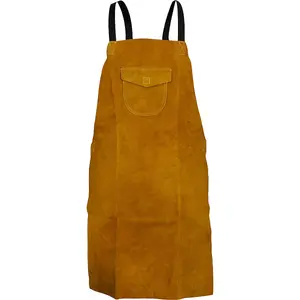 Durable Heavy Duty Leather Welding Apron with Adjustable Straps and Front Pocket