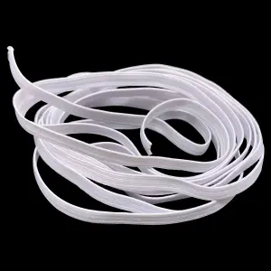 6mm Wide Flat Elastic Band, Stretchable Elastic Cord Flat Tape, White - 250 metres