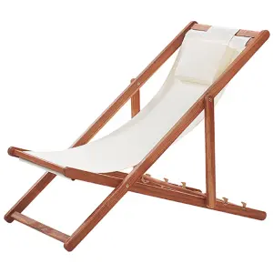 Sun Lounger Wood Off-White AVELLINO