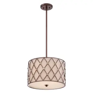 Elstead 3 Light Medium Ceiling Pendant Copper Brown Lattice, E27