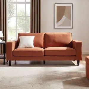 DUSK Soho 3 Seater Sofa - Burnt Orange - Matte Velvet