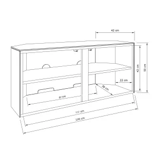 Grey high gloss  Corner TV cabinet 1200, with wireless phone charging and Alexa or app operated LED mood lighting