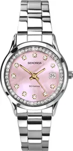 Sekonda Catherine Ladies' Crystal Pink Mother Of Pearl Silver Watch