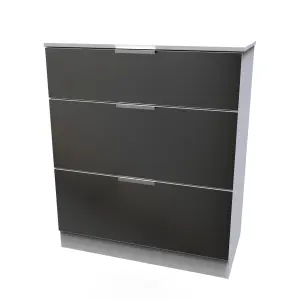 Poole 3 Drawer Deep Chest in Black Gloss & White (Ready Assembled)