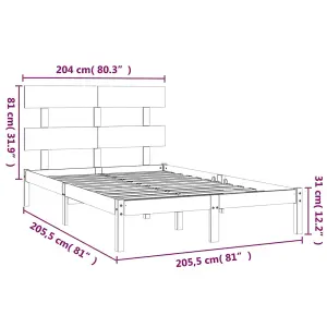 Berkfield Bed Frame White Solid Wood 200x200 cm